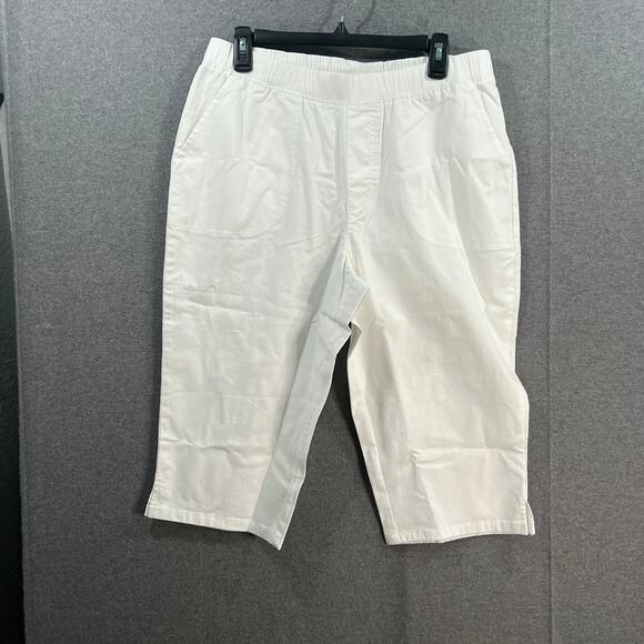 Denim & Co. EasyWear Twill Regular Relaxed Pull-On Skimmer White, Medium - Picture 1 of 8